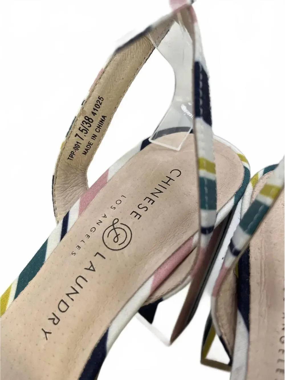 Chinese Laundry Platform Block Heel Sandals Size 7.5 Ankle Strap Multi-Stripe